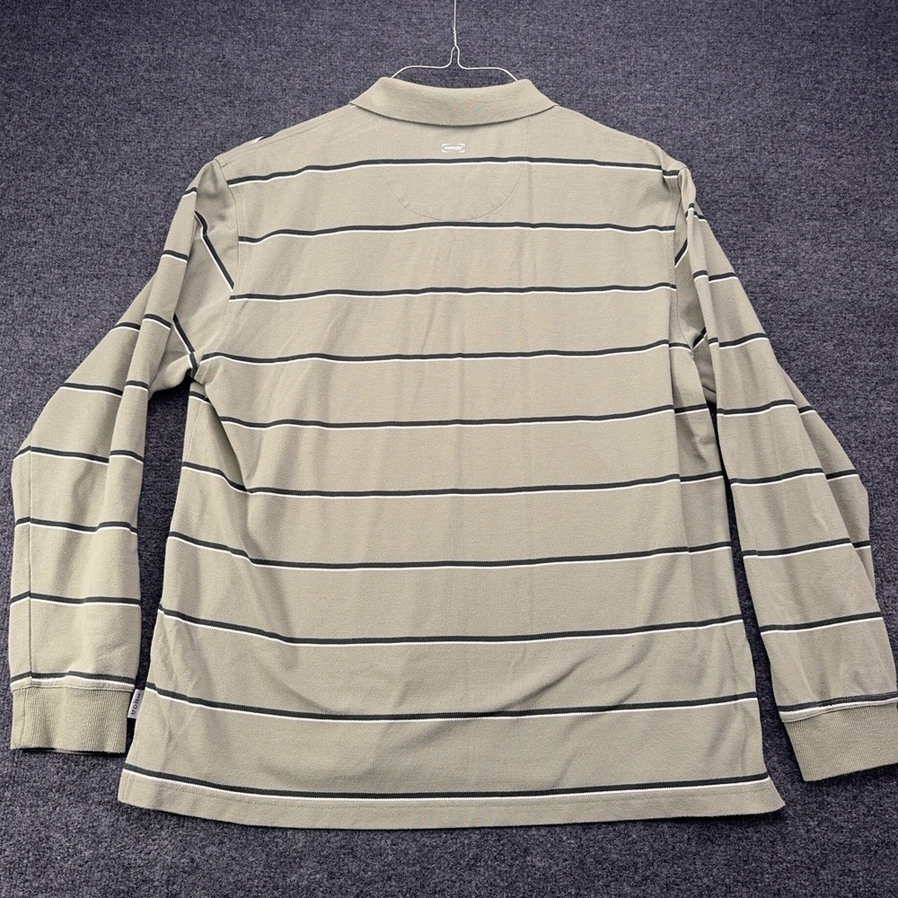 Izod XFG SWINGFLEX Polo‎ Shirt Mens L Green Striped Long Sleeve Cool-FX VTG - Picture 10 of 14